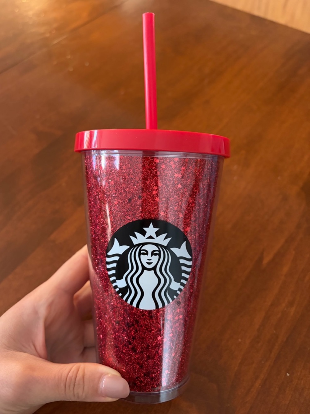Starbucks Red Glitter Tumbler with Red Lid & Straw